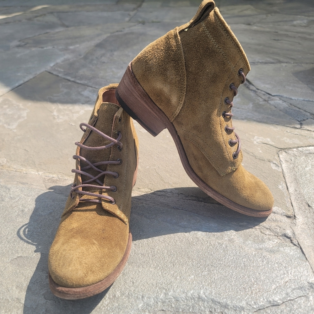 Frye Carson Lace Up Booties Size 6.5 Khaki NWB